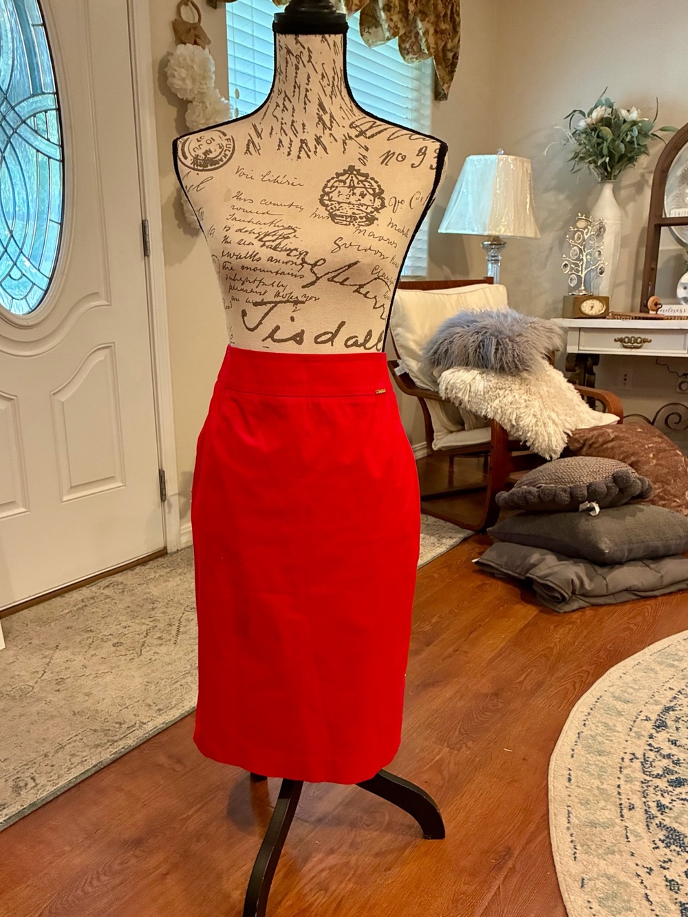 Calvin Klein Classic Red Pencil Skirt - Womens NWOT